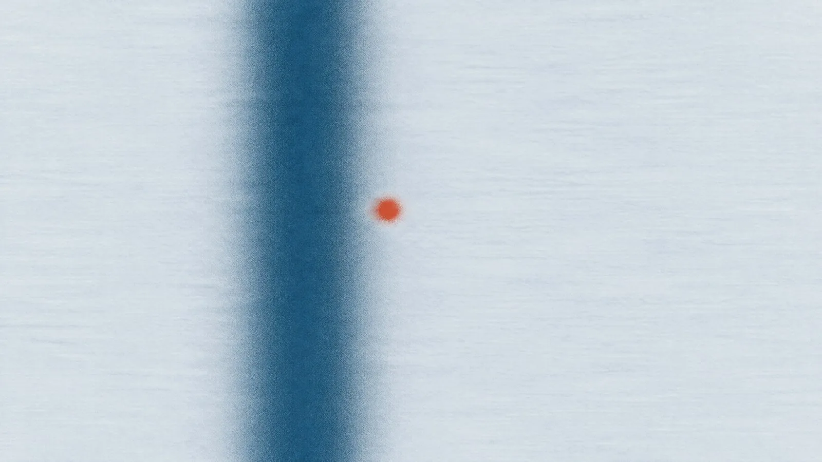 Abstract cover illustration for eligibility for medical weight loss treatment in the UK: a soft blue vertical band with a small orange dot just to its right, on a pale grey ground.
