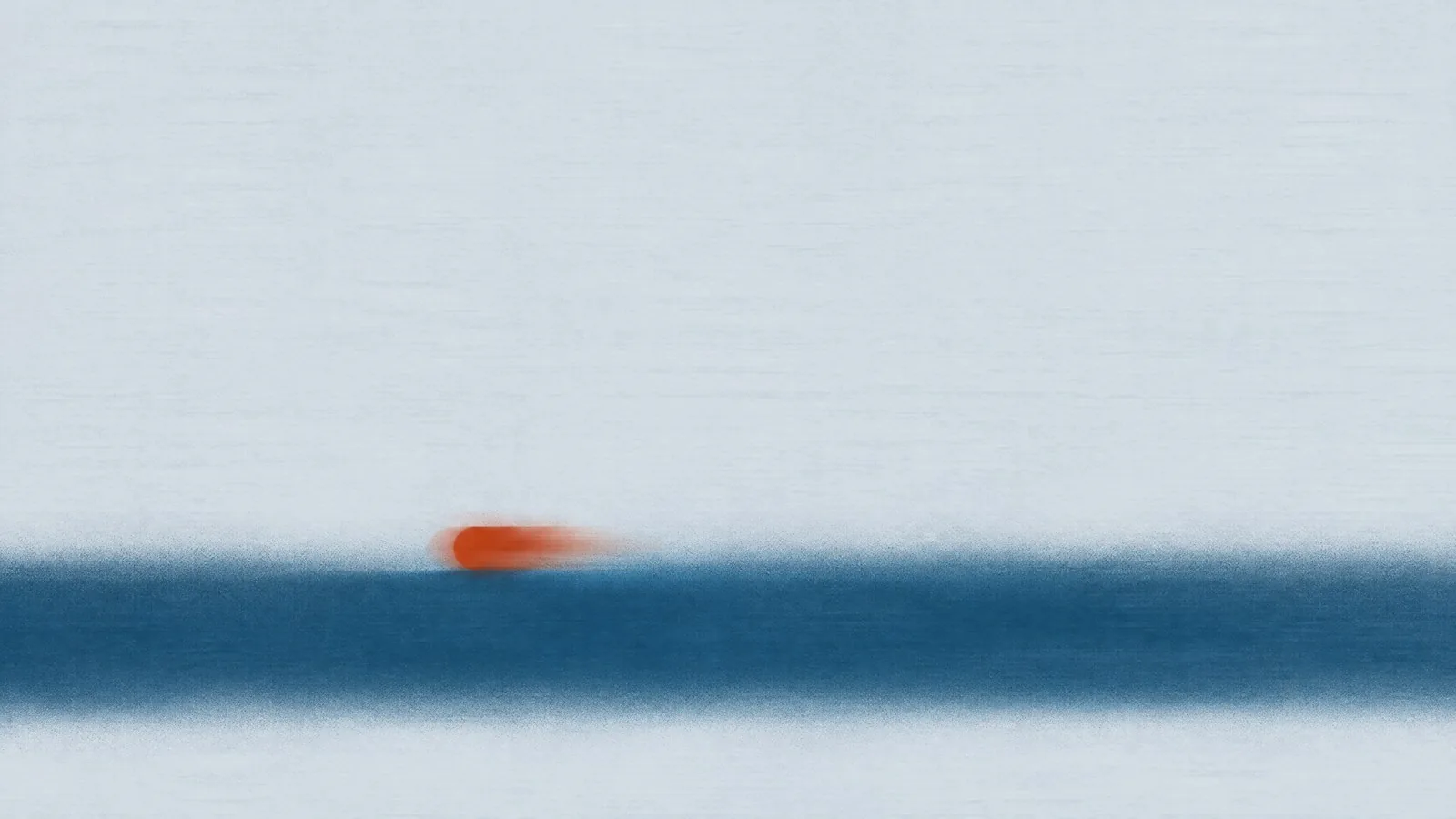 Abstract cover illustration for walking for weight loss and fitness: a soft blue horizon band with a motion-blurred orange dot moving along it.