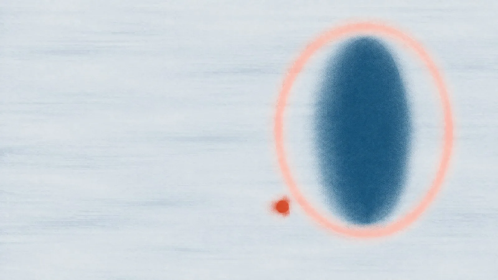 Abstract cover illustration for Mounjaro face in men: a tall soft blue ellipse inside a pale pink ring with an orange dot nearby.