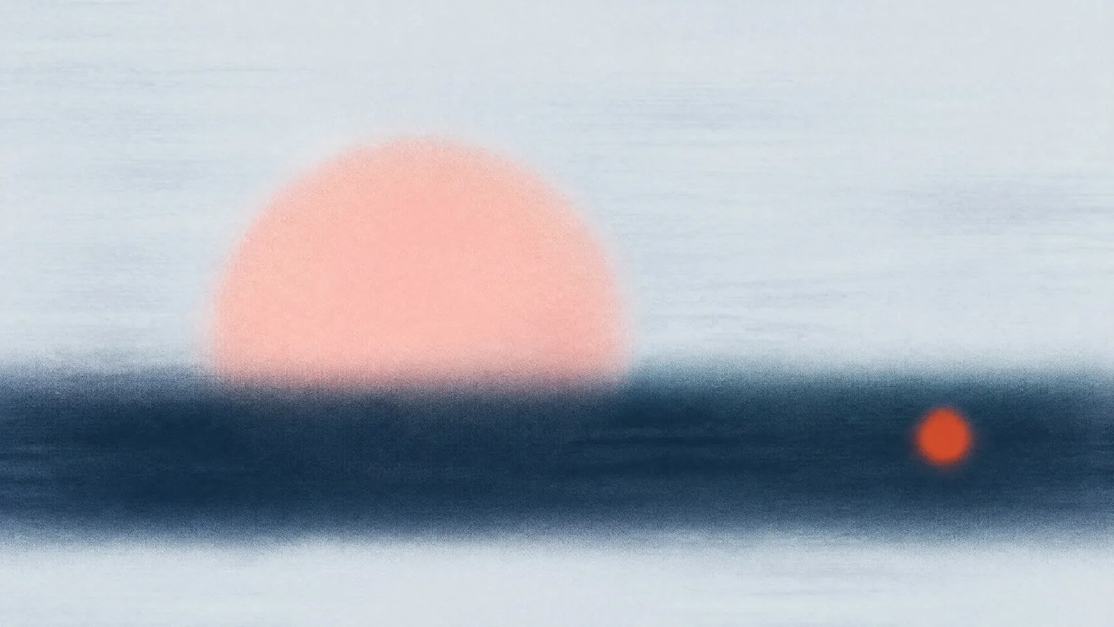 Abstract cover illustration for sleep apnoea and weight gain in men: a pale pink circle half hidden behind a dark navy band, with an orange dot on the band.
